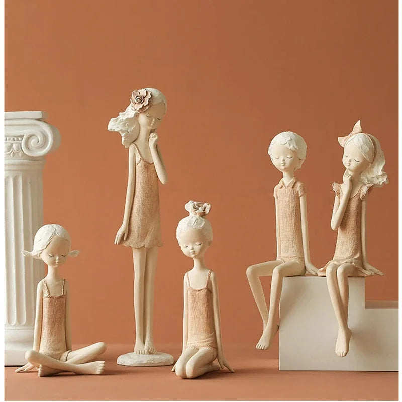 Simple Nordic Girl Heart Statuette Collection