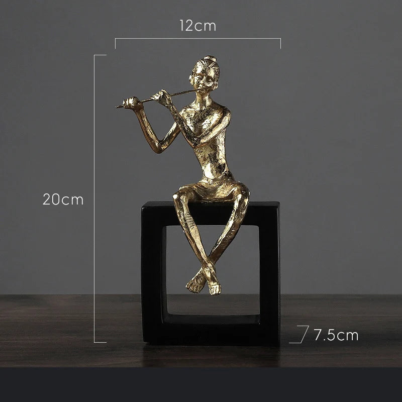 Musician Resin Figurine Statue for Desk and Room Décor