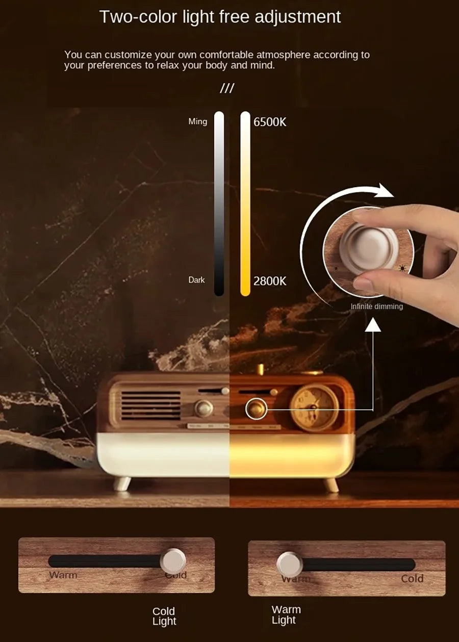 Vintage White Noise Alarm Clock with Wake-Up Light