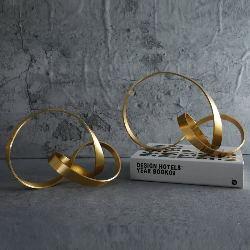 Modern Gold Metal Knot Sculpture