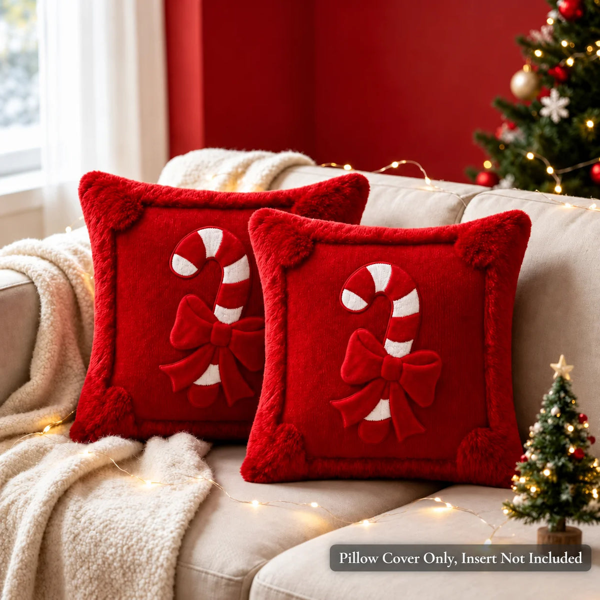 Christmas Candy Cane Throw Pillow Cover