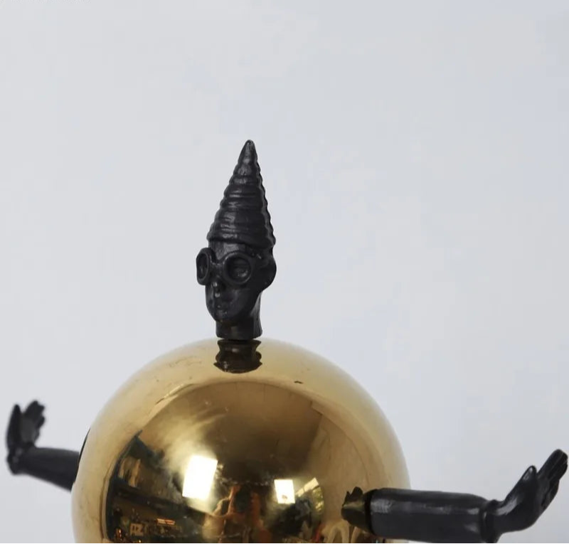 Abstract Metal Armor Ball Man Sculpture