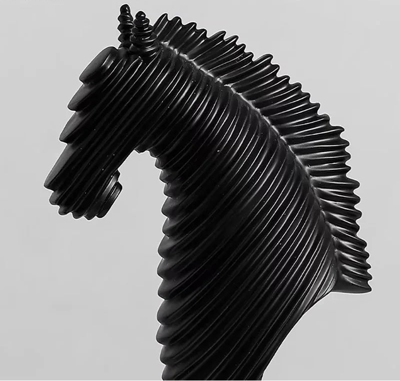 Abstract Striped Horse Head Statue
