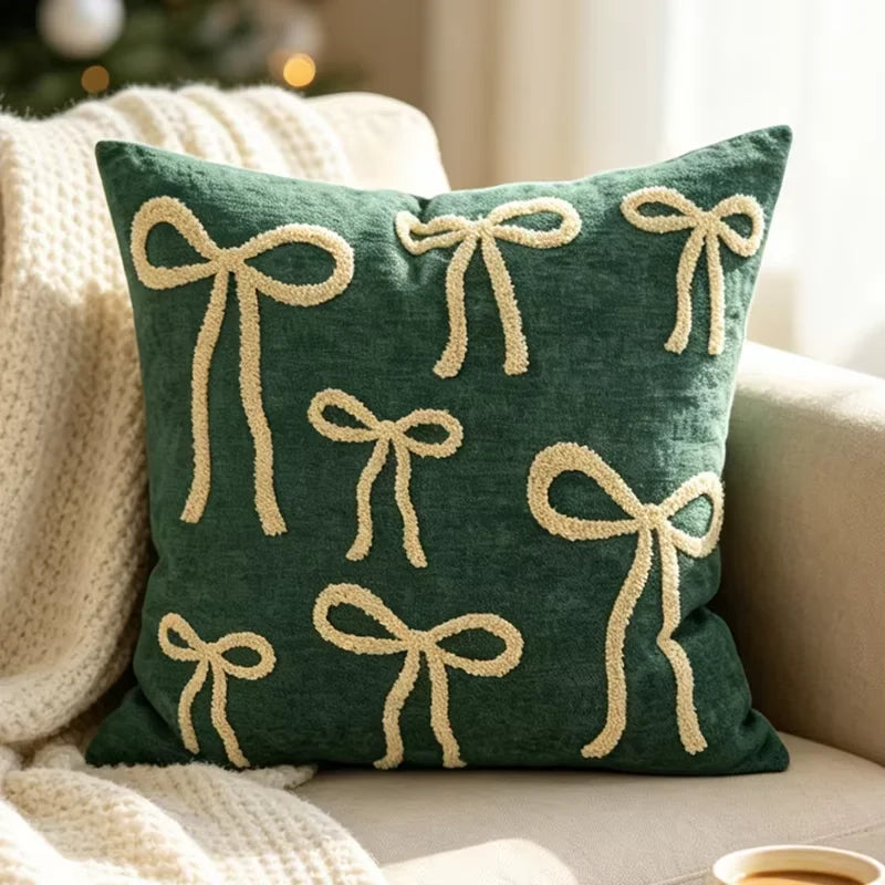Christmas Embroidered Cushion Cover – Holiday Decorative Pillow Case