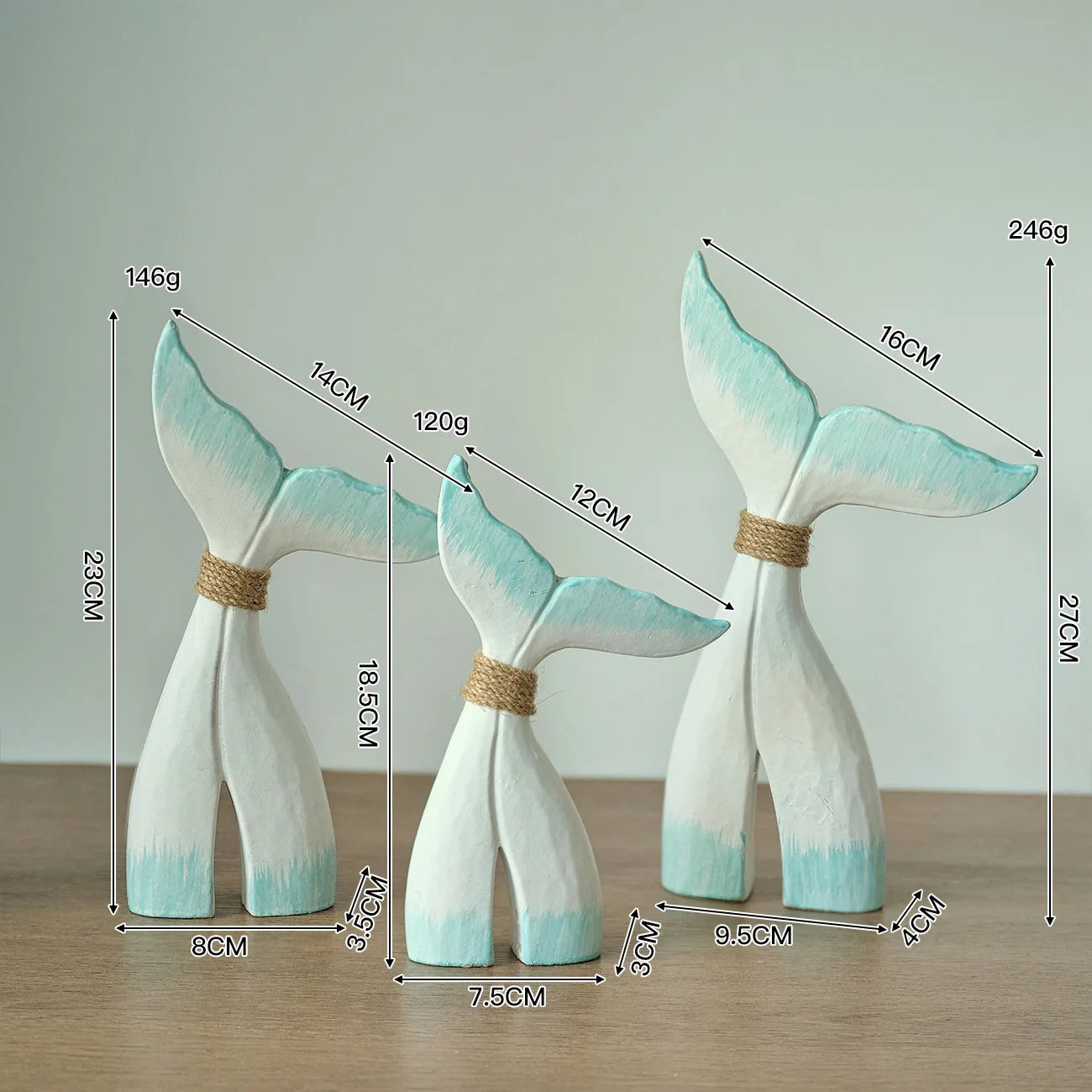 Mediterranean Wooden Whale Tail Decor