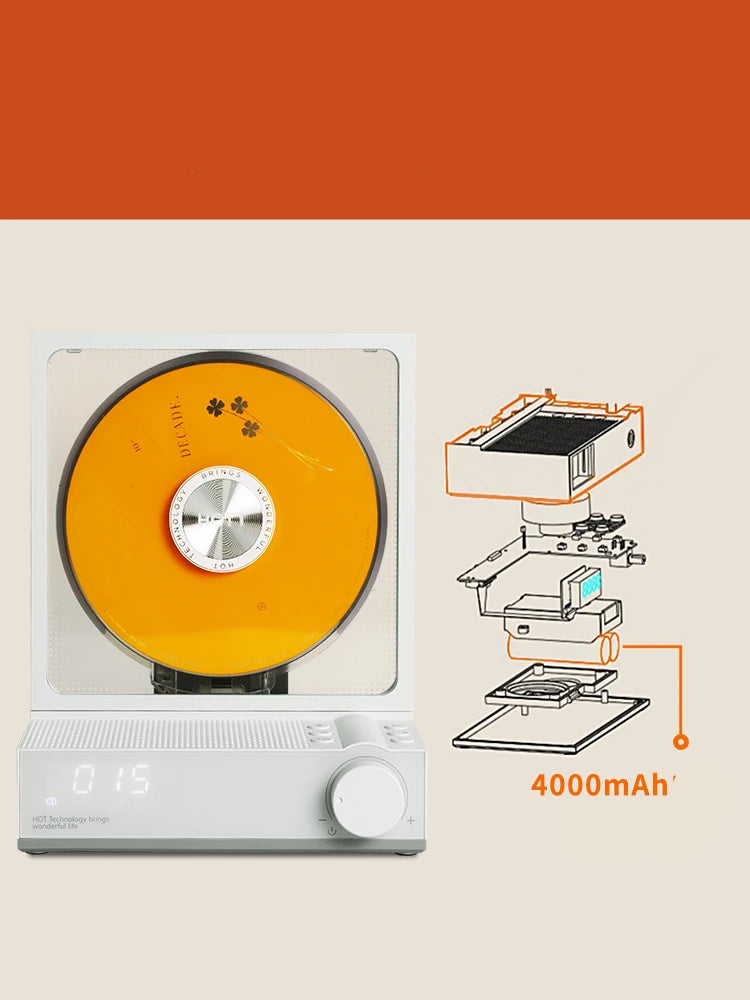 Retro Bluetooth CD Player with Vinyl Style Design