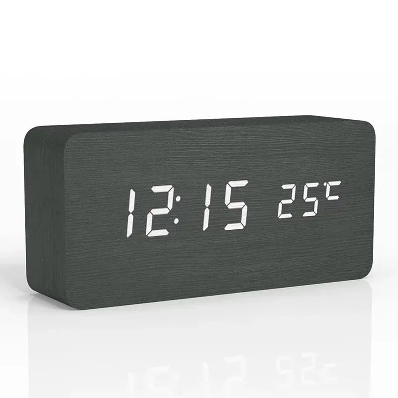 AuraBlock Wooden Digital Alarm Clock