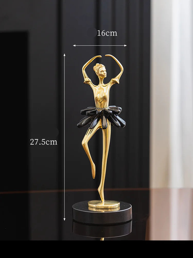 Elegant Gold Ballet Dancer Figurine