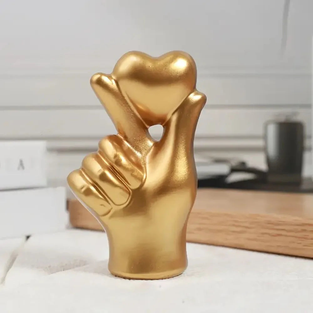 Modern Heart Hand Gesture Sculpture