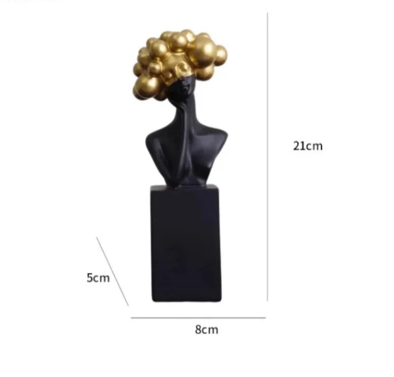 Modern Cloud Hair Resin Girl Sculpture