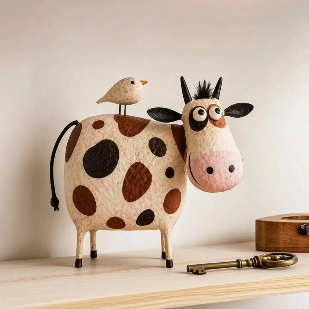 Rustic Farmhouse Cow Resin Statue