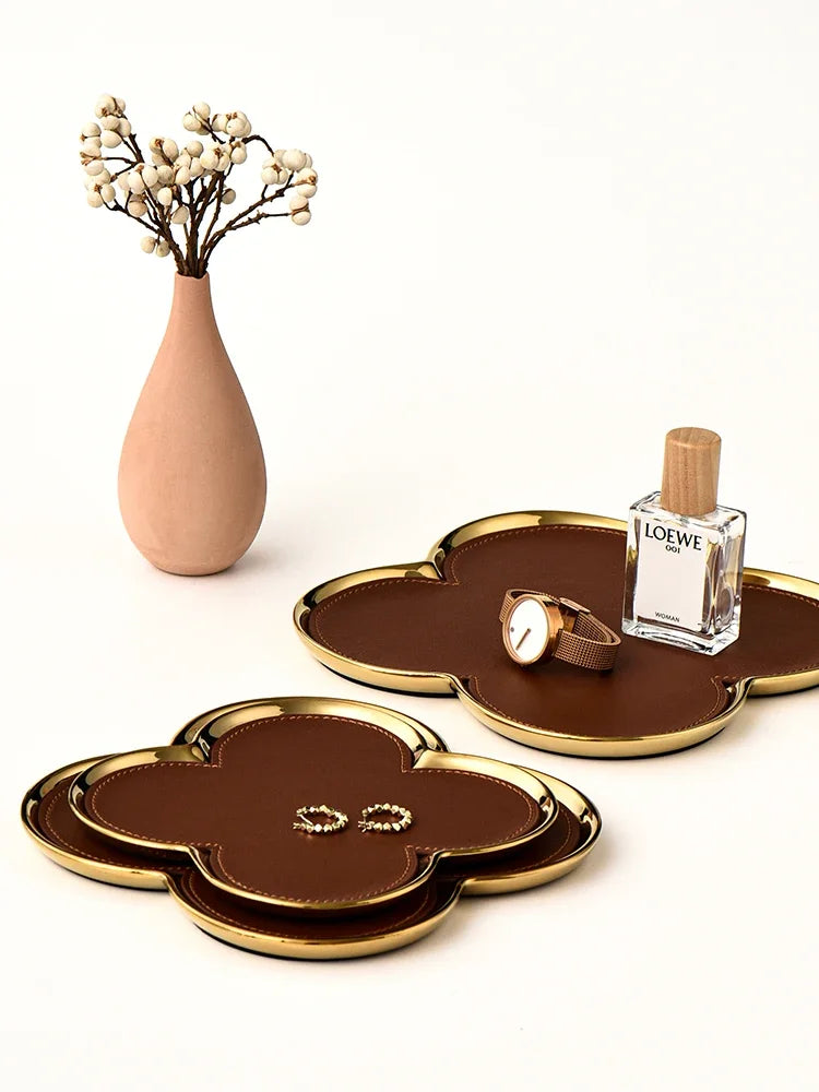 Luxury Leather Clover Tray