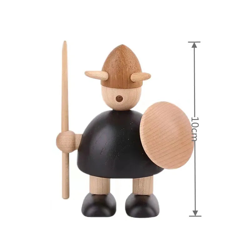 Viking-Style Wooden Figurine – Rustic Shelf Decor