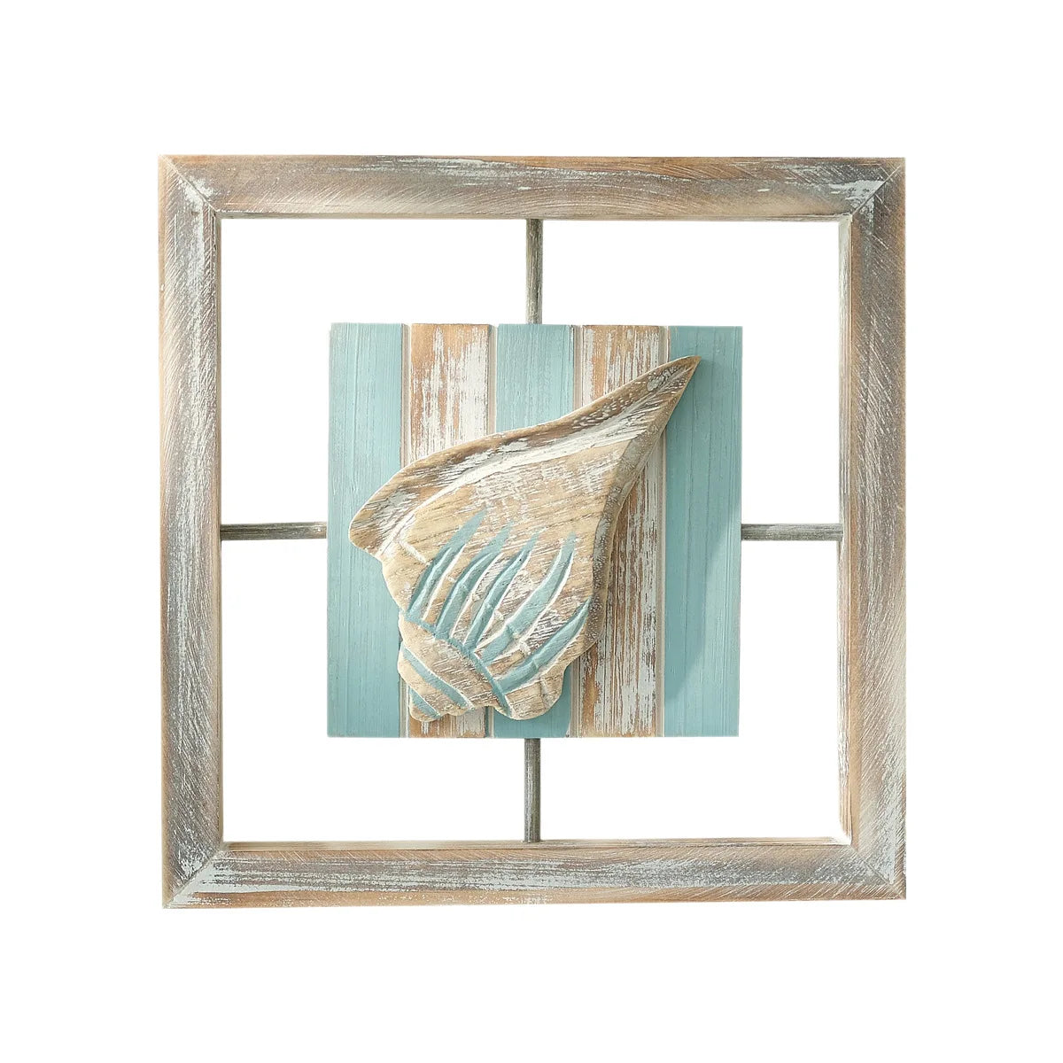 Wooden Conch Shell Wall Hanging- Mediterranean Ocean Décor
