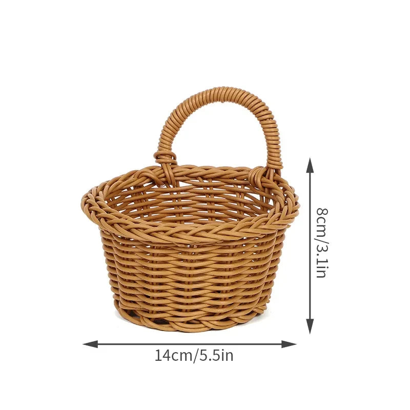 Wall-Mounted Wicker-Style Storage Basket for Kitchen, Fruit & Home Decor