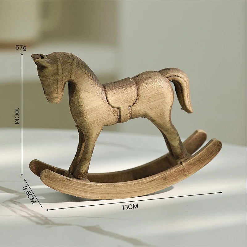 Hand-Finished Retro Wooden Rocking Horse Decor