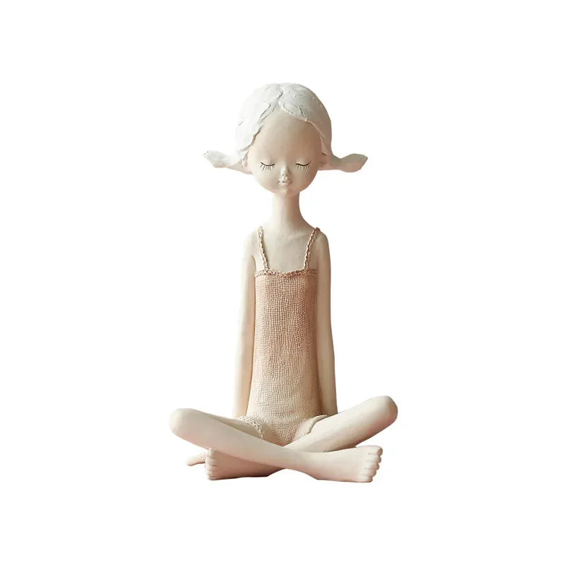 Simple Nordic Girl Heart Statuette Collection