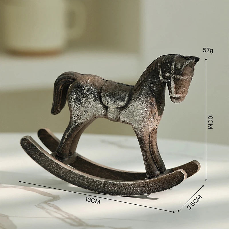 Hand-Finished Retro Wooden Rocking Horse Decor