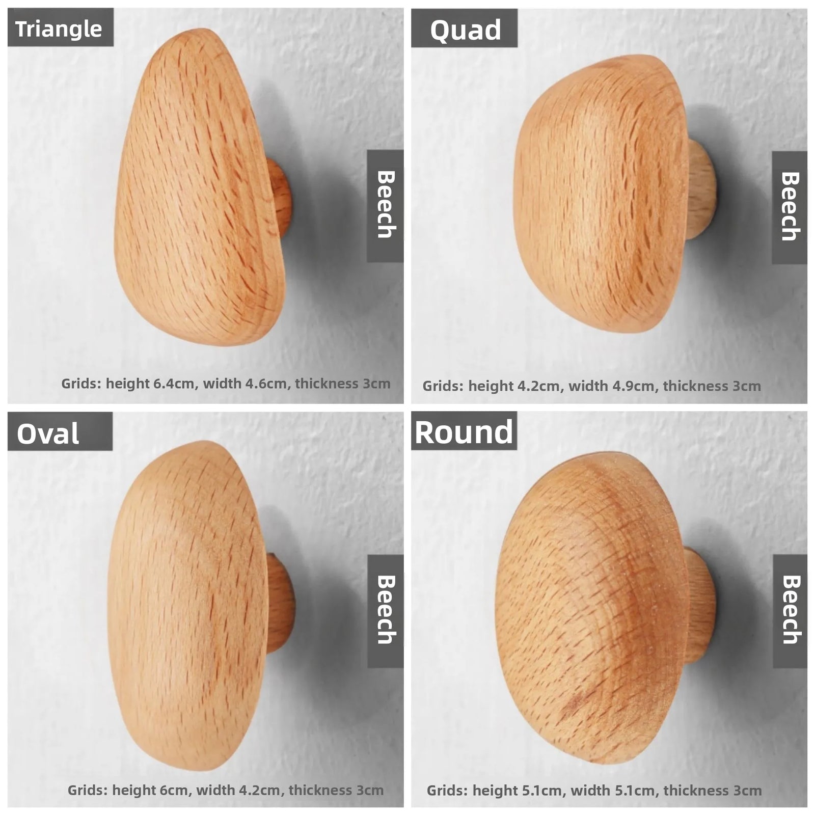 Solid Wood Wall Hooks & Cabinet Handles