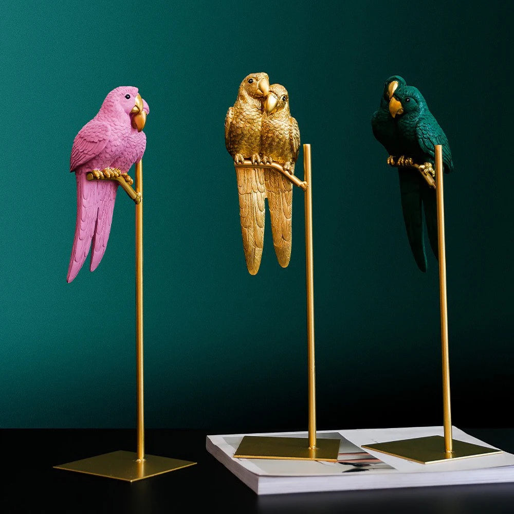 Handmade Couple Parrot Resin Love Bird Desk Ornaments