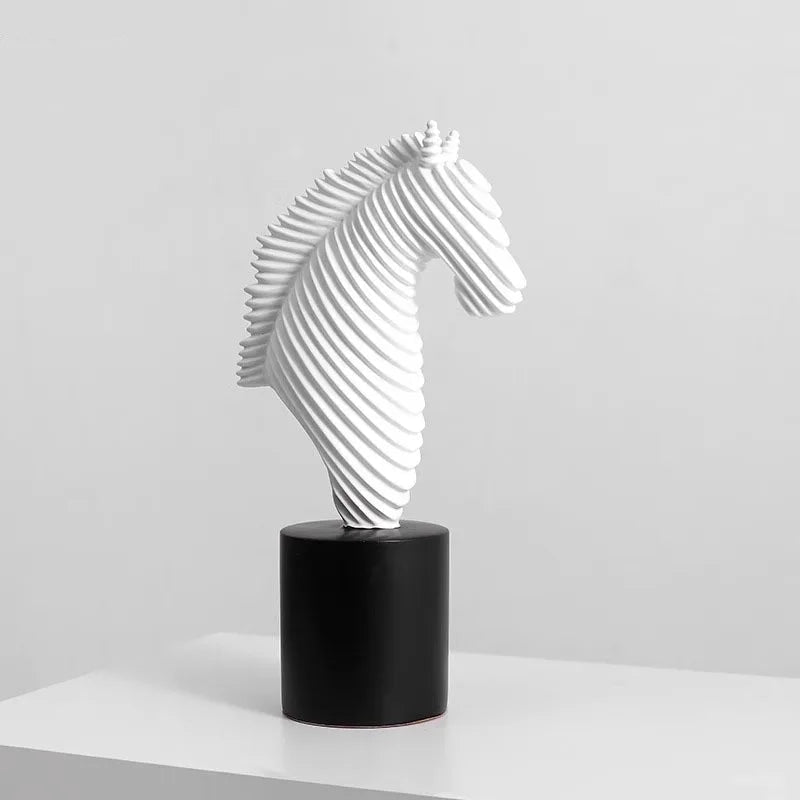 Abstract Striped Horse Head Statue