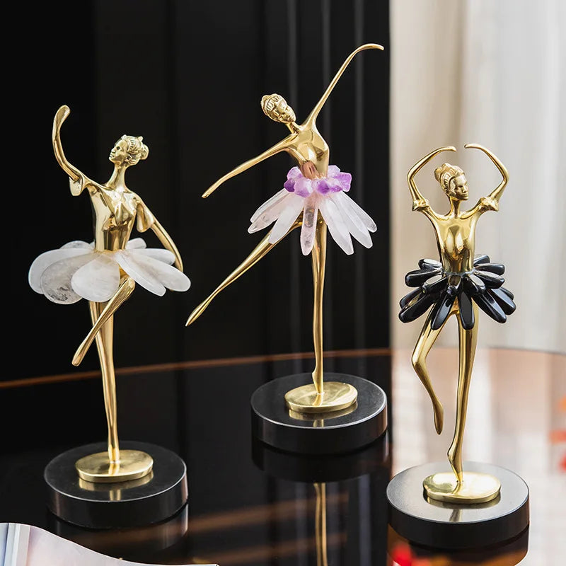 Elegant Gold Ballet Dancer Figurine