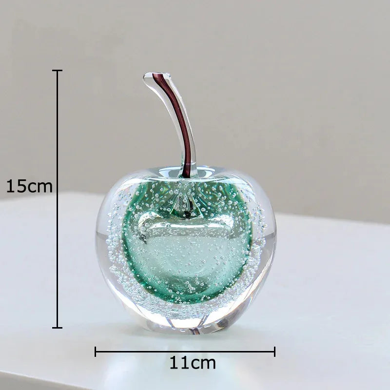 Bubble Glass Apple and Pear Statue - Aesthetic Fruit Desk Decoration