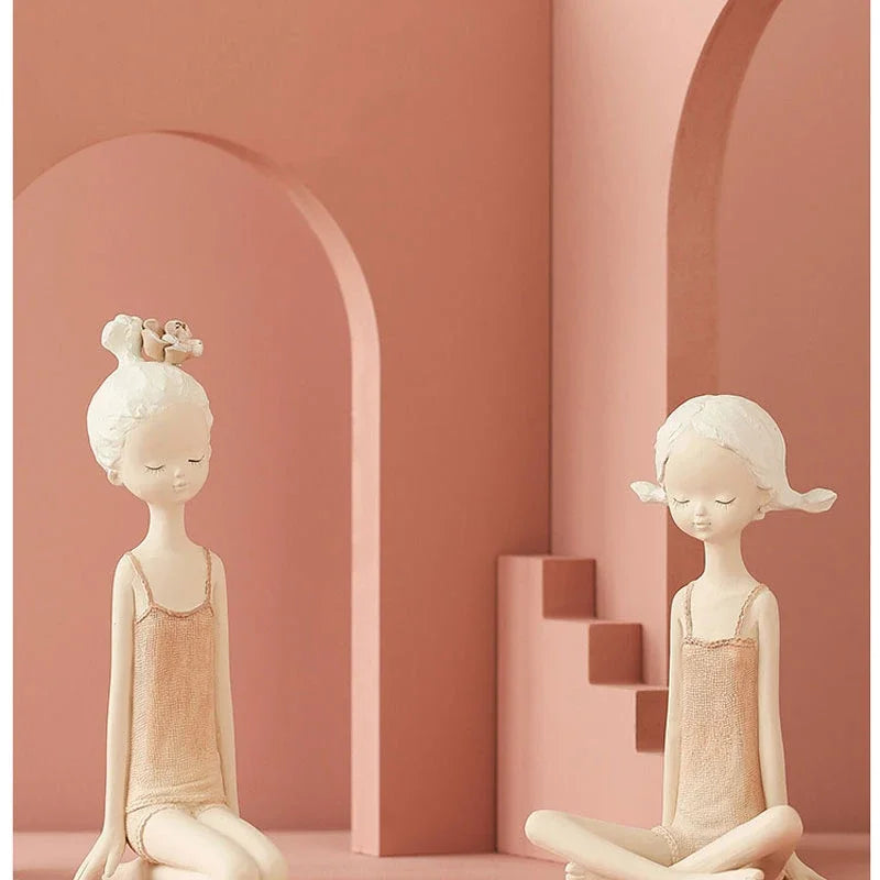Simple Nordic Girl Heart Statuette Collection