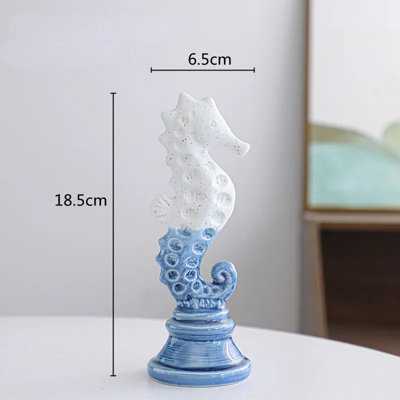 Resin Seahorse Chess Piece Statue