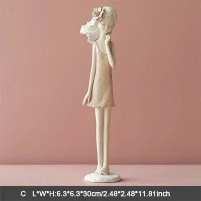 Simple Nordic Girl Heart Statuette Collection