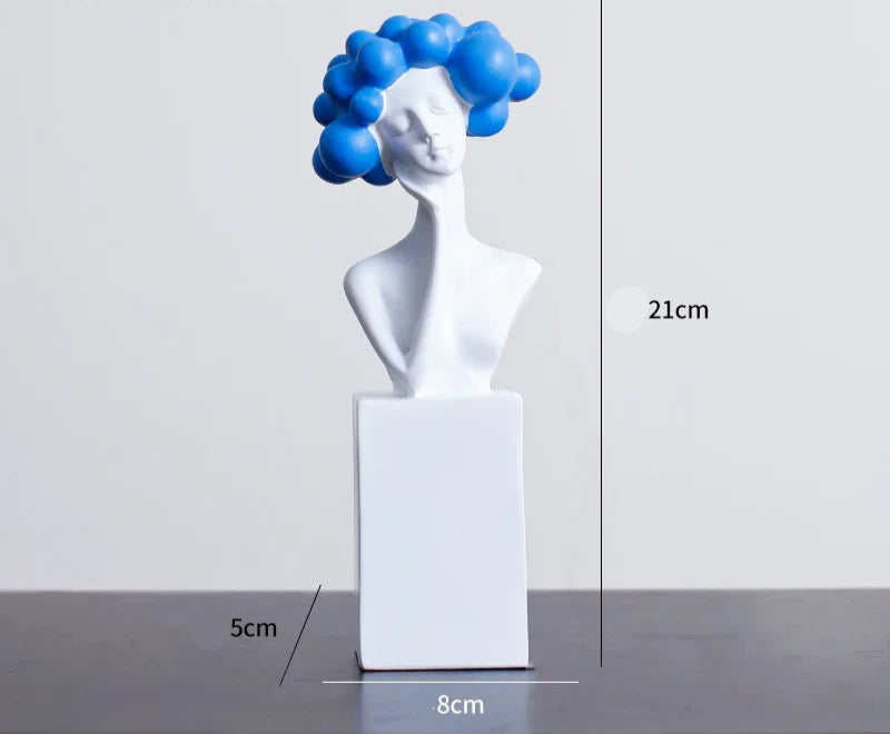 Modern Cloud Hair Resin Girl Sculpture