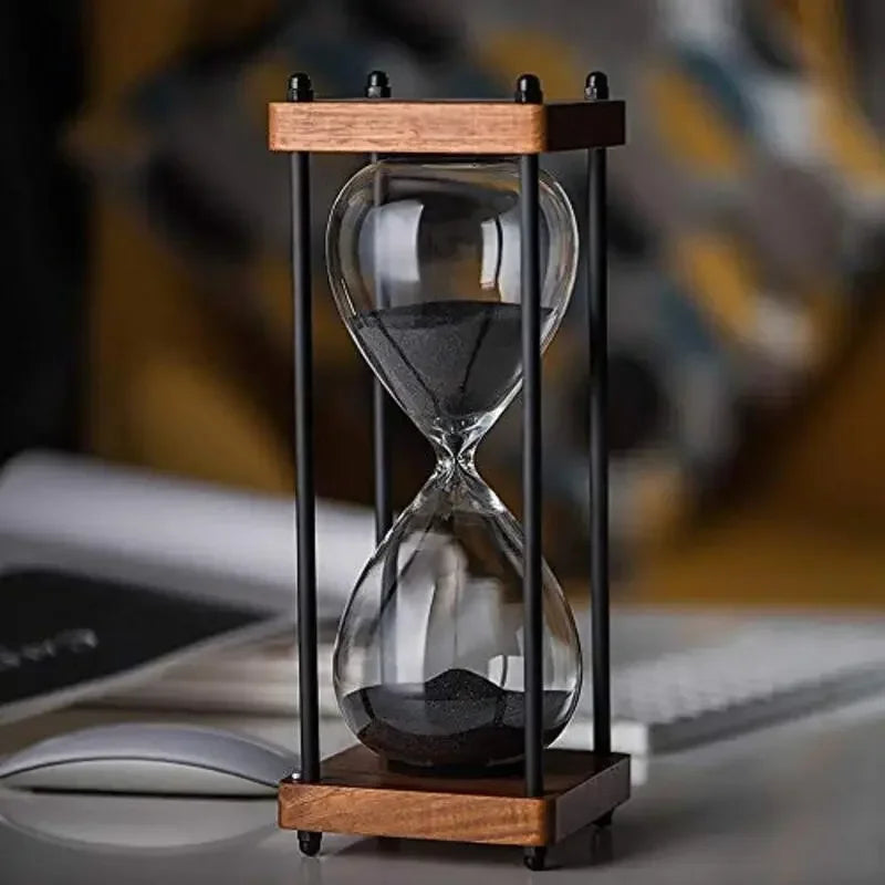 Large 60-Minute Metal &amp; Glass Hourglass Sand Timer