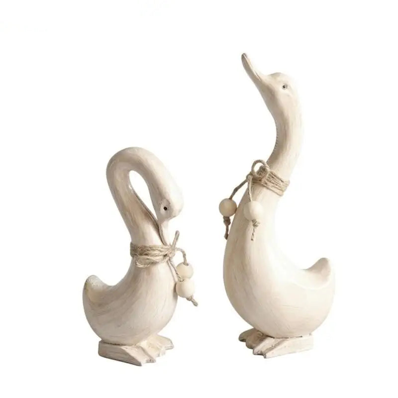 Rustic Wooden Duck Figurine Set