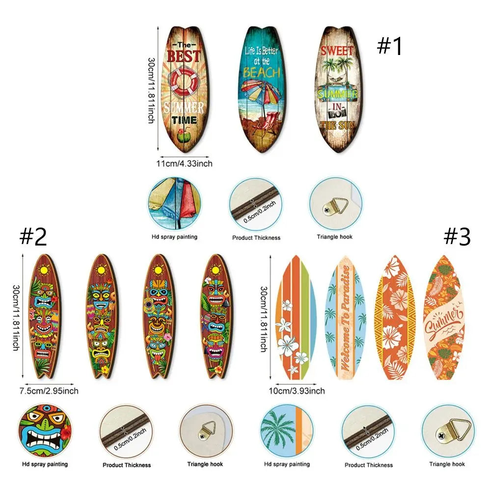 Wooden Surfboard Ocean Style Wall Decor