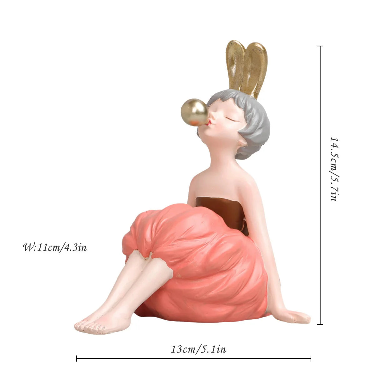 Elegant Bubble Gum Girl Figurine
