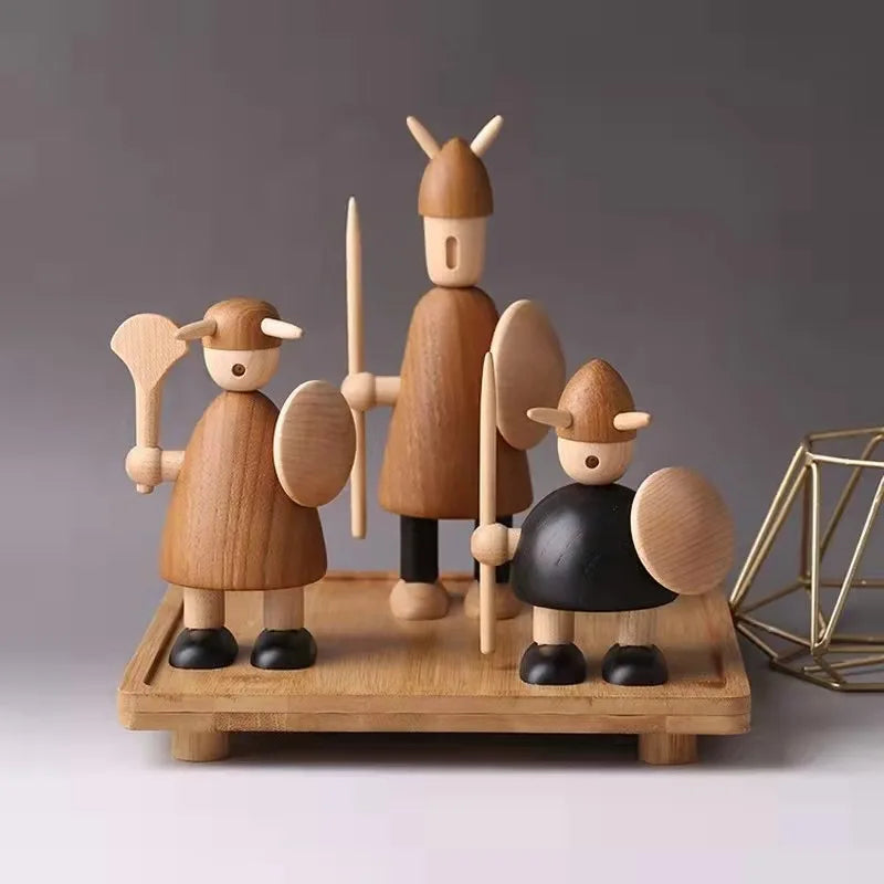 Viking-Style Wooden Figurine – Rustic Shelf Decor
