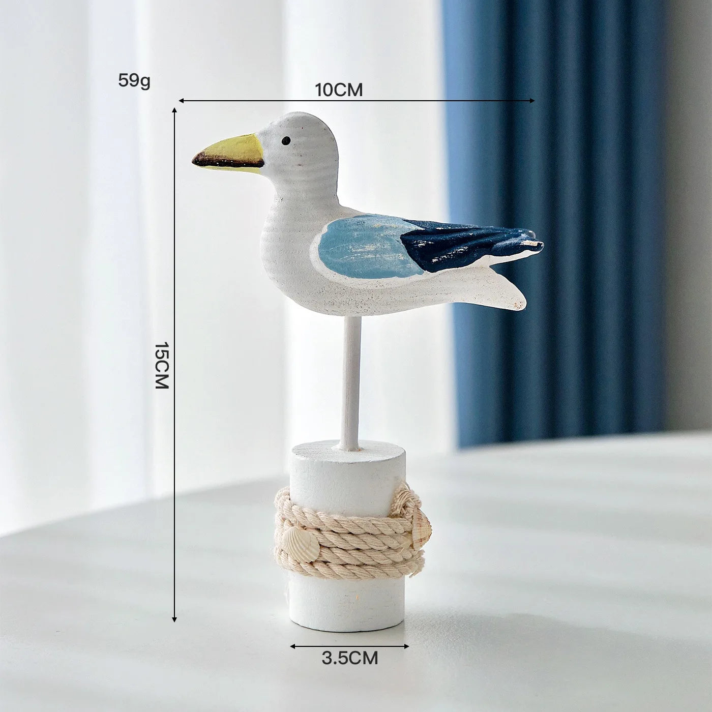 Hand-Carved Wooden Seagull Figurine