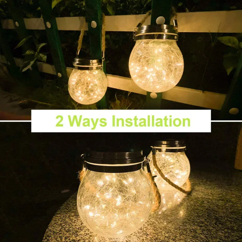Hanging Solar Lanterns with Festoon LED Lights