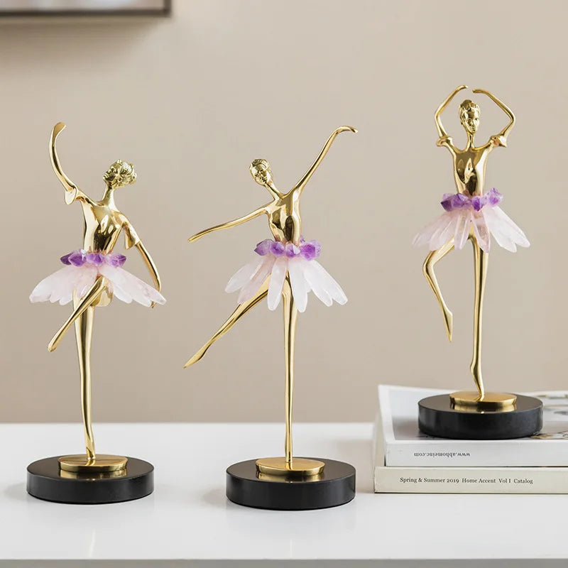 Elegant Gold Ballet Dancer Figurine