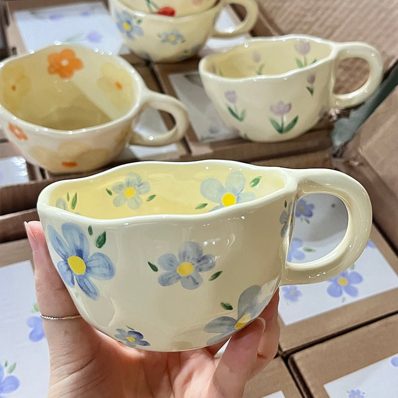 Vintage Floral Ceramic Coffee Mug