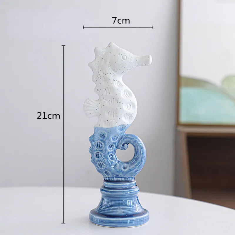 Resin Seahorse Chess Piece Statue