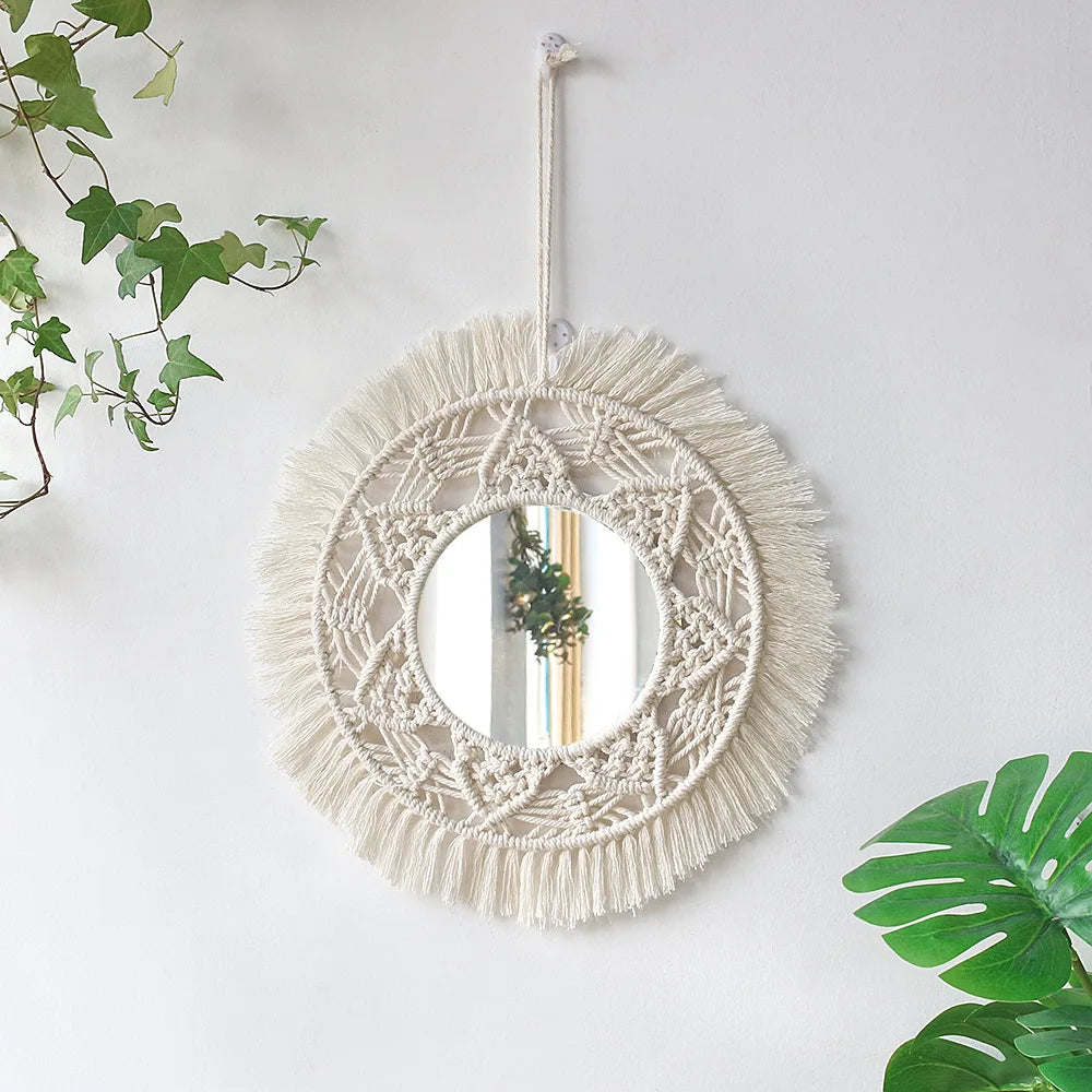 The Sunburst Handcrafted Macrame Mirror