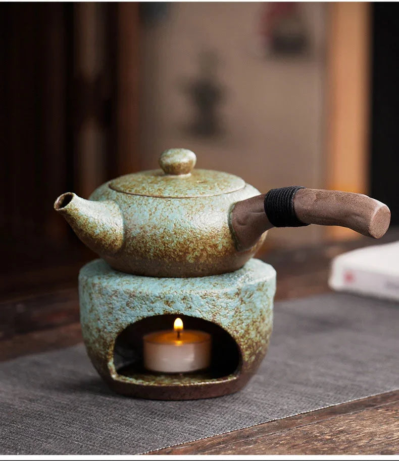 Coarse Pottery Side Handle Teapot