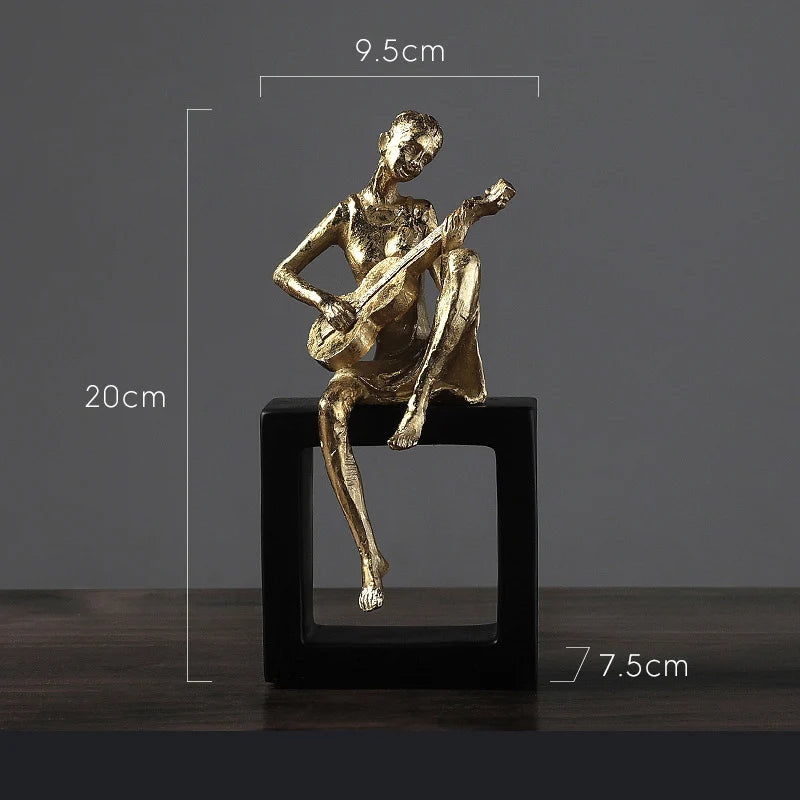 Musician Resin Figurine Statue for Desk and Room Décor