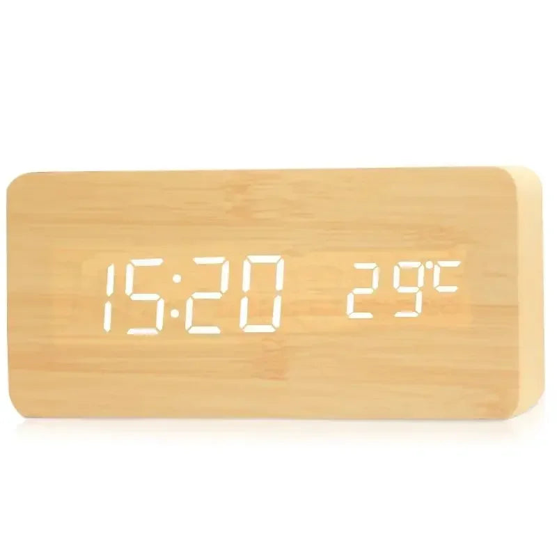 AuraBlock Wooden Digital Alarm Clock