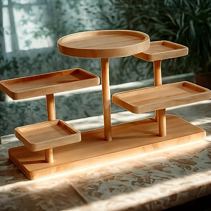 Multi-Tier Wooden Vanity Organizer Shelf