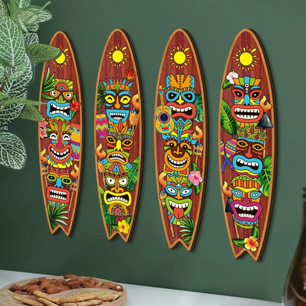 Wooden Surfboard Ocean Style Wall Decor
