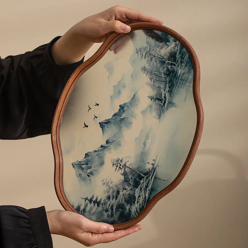 Bamboo Wood and Glass Tea Tray