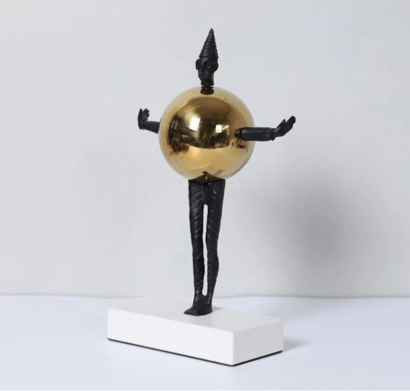 Abstract Metal Armor Ball Man Sculpture