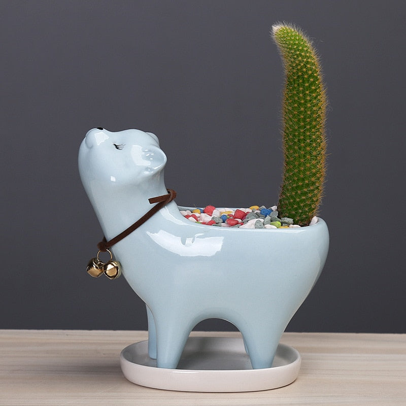 ceramic cactus flower pot Ceramic Cat Tail Cactus Flowerpot